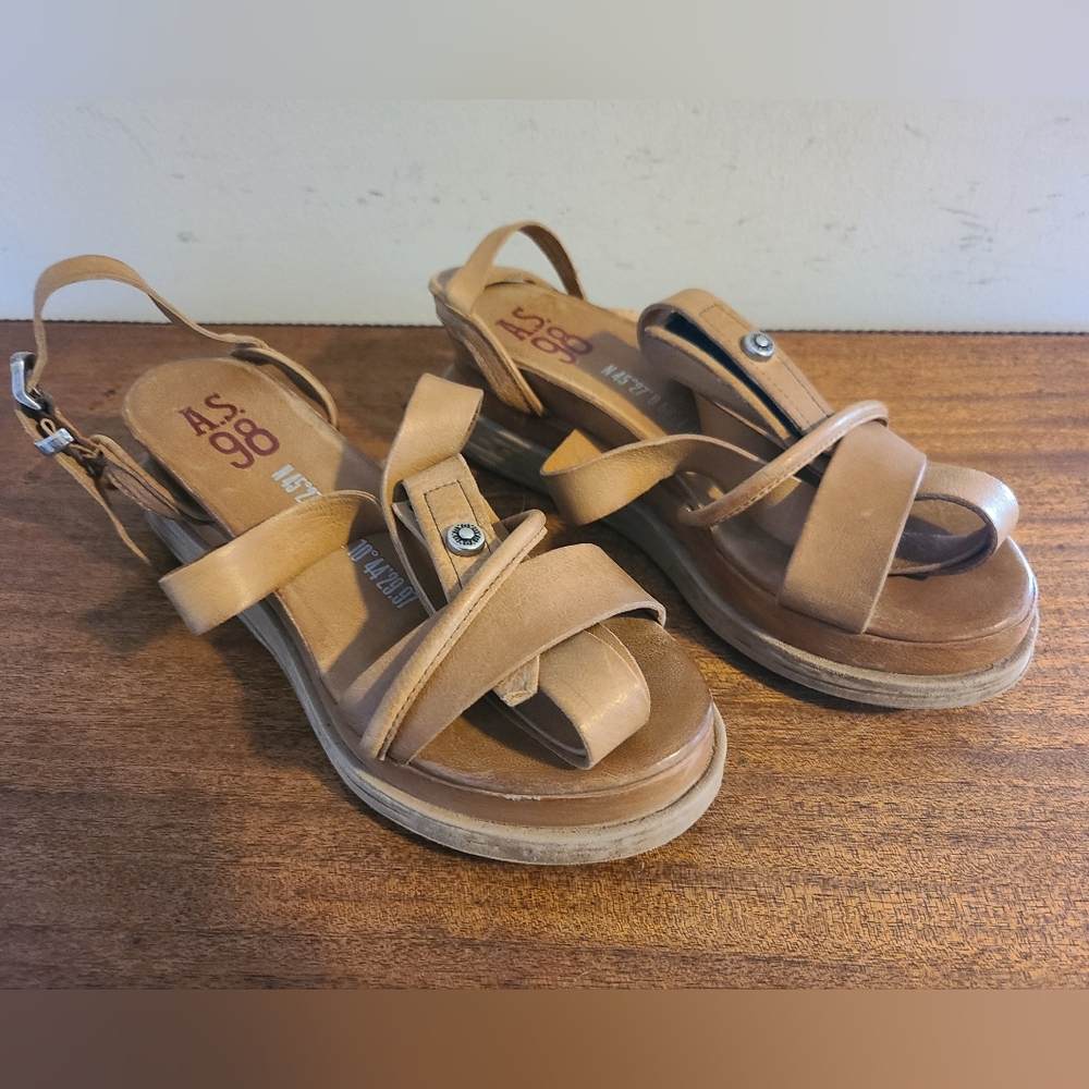 A.S.98 Labo Tan Leather Women's Sandals Size 37